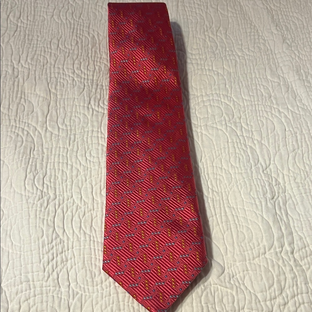 Elegant pink, blue and yellow Patterned Men's Tie